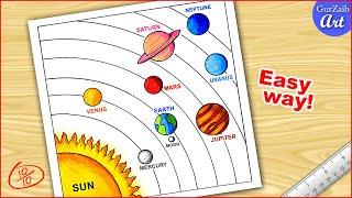 Solar System Drawing / How to Draw Solar System Easy / Solar System Planets Drawing