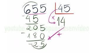 MIRA CÓMO dividir entre 2 cifras CON RESTA 655 dividido entre 25