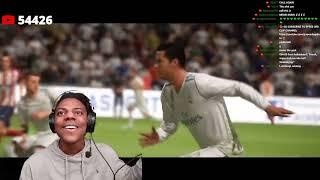 Ishowspeed plays Fifa 18 and hits a goal for Ronaldo