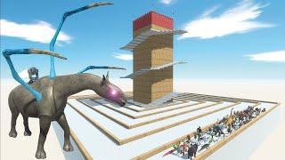 ESCAPE FROM ALIEN PARACERATHERIUM - TOWER COURSE  - LAST SURVIVOR - Animal Revolt Battle Simulator