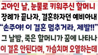 (반전신청사연)고아인 날 5살때부터 키워주신 할머니 장례가 끝나자 결혼하자던 예비아내"손주야! 이 결혼 멈추거라, 제발" 그날 밤 할머니가 나타나[신청사연][사이다썰][사연라디오]