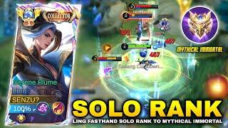 LING FASTHAND SOLO RANK TO MYTHICAL IMMORTAL - Top Global Ling Gameplay Mobile Legends