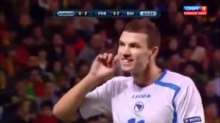 Dzeko agnist Portugal, dribbling,swearing and provocing fans.. mad Dzeko