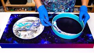 WOW! Silver MOON Phases  EASY Way & NEW Technique ~ Acrylic Pouring TIPS ~ Abstract Galaxy Art