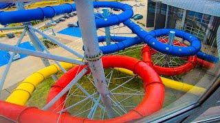 Waterslides at Trzy Fale Aquapark Słupsk in Poland