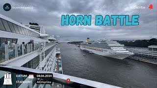 Auslaufen von Bord der AIDAprima & Horn Battle mit der Costa Favolosa in Hamburg! ( 08.06.2024 )