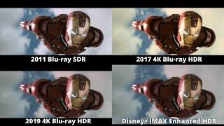 Iron Man Disney+ IMAX Enhanced vs 4K Blu-ray vs Blu-ray (HDR version)