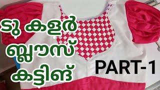 ടു കളർ ബ്ലൗസ് കട്ടിങ്  /TWO CLOUR BLOUSE/SESMALAYALAM PART-1