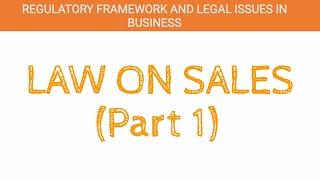 Law on Sales (Part 1)