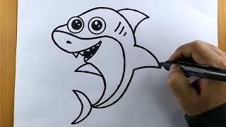 Cute  shark kids learning drawing video | fish kids art | easy draw | easy arts