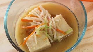 How to Make Koyadofu (Freeze Dried Tofu)  Miso Soup with Microwave