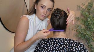 ASMR Perfectionist Clean Girl Hair Styling with Slick Bun & Braiding | Hairspraying, Combing