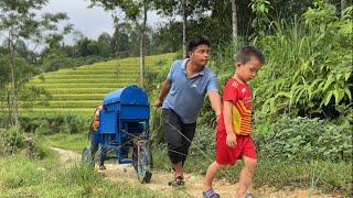 Borrow a rice threshing machine and ask everyone to cut the rice and dry it in the field