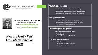 How are Jointly Held Accounts Reported on FBAR - Golding & Golding, International Tax Lawyers