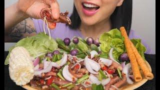 FULLY LOADED SPICY THAI OCTOPUS SALAD PLATTER (ASMR EATING SOUNDS) NO TALKING | SAS-ASMR