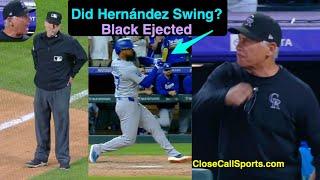 E88 - Bud Black Ejected Over Lance Barksdale's Check Swing Ball Call on Teoscar Hernández
