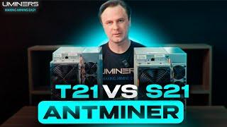 Antminer T21 и S21: на каком устройстве эффективнее майнинг? Сравниваем характеристики и хешрейт.