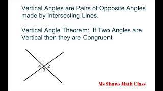 Definition and Examples of Vertical Angles. Vertical Angle Theorem