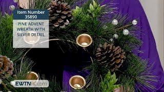 35890_PINE ADVENT WREATH WITH SILVER DETAIL