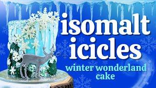 ISOMALT ICICLES Tutorial: How to Make Edible Realistic Sugar & Fondant Winter Wonderland Drip Cake