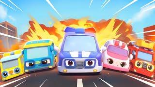 Five Little Cars Rescue Squad | Street Vehicles Song | Nursery Rhymes & Kids Songs | BabyBus