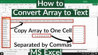 How to Convert Array to Text In MS Excel | How to Convert Range to text in MS Excel | Array to Text