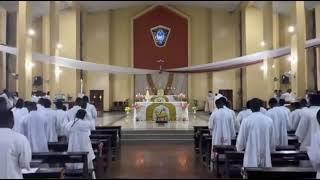 Catholic seminarians from Nigeria sing Marian song at  Vespers.