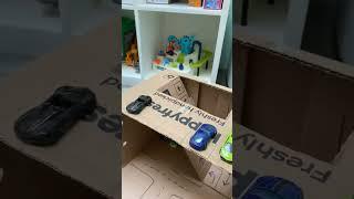 diy cardboard garage | easy cardboard craft ideas #shorts #easylearning #miniature #diy #car #happy