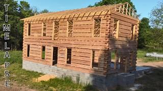 Epic Log Cabin Build Time-lapse: From Logs to Trusses in the Ozarks - Ozarks Cabin Build, Ep 8