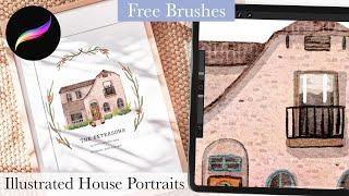 Watercolor house portraits in Procreate // Custom house illustration for Selling on Etsy