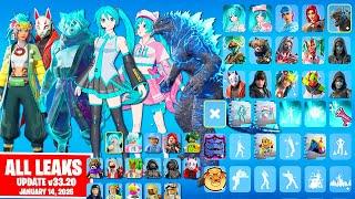 ALL NEW & LEAKED Skins, Emotes, Cosmetics Fortnite Update v33.20: Hatsune Miku Skin, Godzilla Blue..