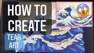 How to Make The Great Wave - EASY Tear Art Project for Kids by Hokusai  #mrschuettesart