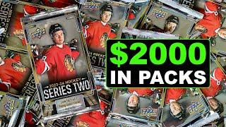 Opening $2000 Worth of Packs of 2023-24 Upper Deck Series 2 Hockey Hobby