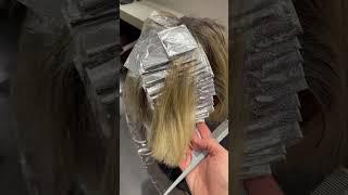 My foolproof, SPEEDY, half head foil highlight placement application… #haircolor