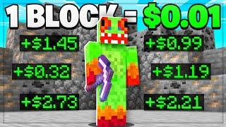 Minecraft, But 1 Block = $0.01 IRL... Minecraft OP Prison | #1