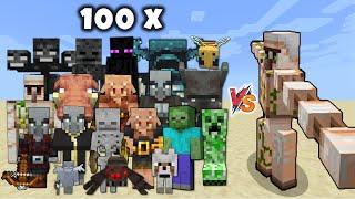 Spinning Iron Golem vs Every Minecraft Mob x100 - Iron Golem Upgrade (Rexy's expansion) vs All Mobs