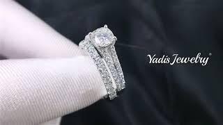 Yadis Jewelry TYRS68 Cushion Moissanite Engagement Wedding Band Set