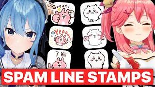 MiComet Spam LINE Stamps At Each Other (Sakura Miko & Hoshimachi Suisei / Hololive) [Eng Subs]