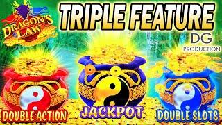 ⭐TRIPLE FEATURE⭐ DRAGON'S LAW FORTUNE BAGS POPPED ALL 3 DOUBLE ACTION, JACKPOT, DOUBLE SLOTS BIG WIN