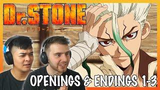 DR STONE Openings + Endings 1-3 REACTION! || Anime OP Reaction