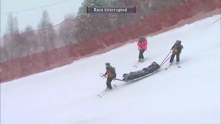 Lindsey Vonn Crashes, Carried Off Course in Patrol Toboggan