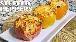 Vegetarian Stuffed Bell Peppers | Stuffed Peppers with Rice | Meatless Monday