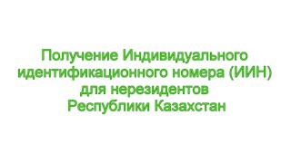 Получение Индивидуального идентификационного номера (ИИН) для нерезидентов  Республики Казахстан