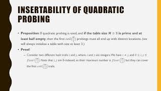 Data Structures Module 4 Hash Table Part 6 (Insertability of Quadratic Probing)