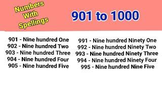 901 to 1000 numbers with spelling#901 to 1000 numbers video