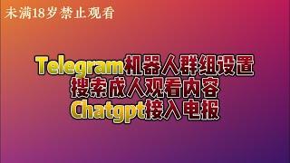 Telegram群组机器人设置，机器人管理群组，以及电报搜索设置，可以观看成人视频，及ChatGPT接入到电报Telegram和Telegram如何寻找资源 新闻以及群组