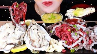 ASMR   칼퇴후 산낙지, 육회, 대왕굴~ Raw Octopus, Raw Beef, Oyster MUKBANG