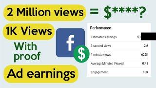 How much does Facebook pay per 2 Million views | Facebook ad earnings | with proof #facebookearning