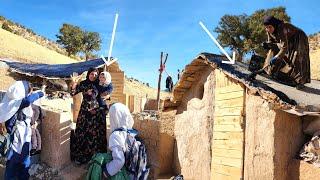 The tireless hands of the artist mother of the nomads insulated the roof of the dream hut