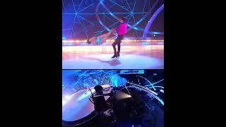 Split screen of Ice Cam 2021 - skating with a NEWTON stabilized remote head for "Dancing on Ice"